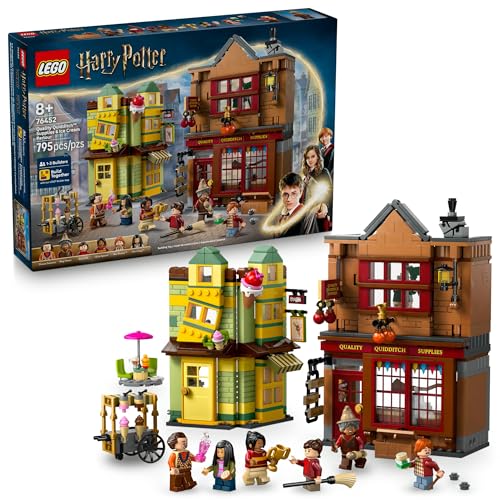 LEGO Harry Potter Quality Quidditch Supplies & Ice Cream Parlour - Kids Toy - Diagon Alley Building Set for Boys and Girls 8+ - Harry Potter Collectible - Gift Idea for Birthdays - 76452
