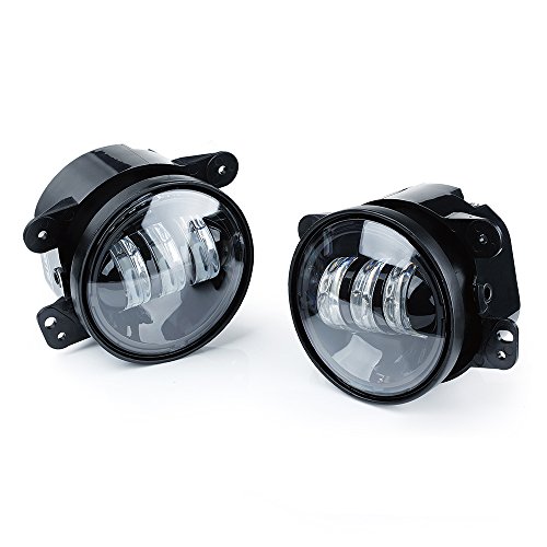 Xprite 4" Inch LED Fog Lights, White LED Chip Lamp Compatible with 2007-2018 Jeep Wrangler Unlimited JK Driving Off Road Fog Light, DOT Approved