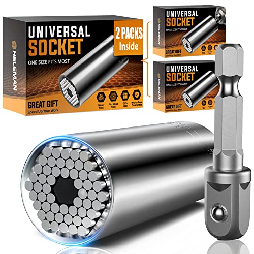 Fathers Day Dad Gifts from Daughter Son, 2 Pack Universal Socket Tools Set with Power Drill Adapter Cool Stuff Gadgets Ideas, Stocking Stuffers for Men Gifts for Him Grandpa Step Dad Husband Adults