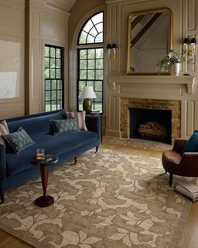 Loloi Chris Loves Julia Rue Collection RUE-02 Olive/Sage 2'-3" x 3'-9" Accent Rug Jute Neutral Floral Living Room Bedroom Rug