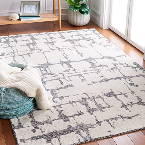 Martha Stewart x SAFAVIEH Area Rug Collection - 5' x 8', Charcoal & Ivory, Handmade Wool, Ideal for Living Room, Bedroom, Office, Dining Space (MSR4533H)