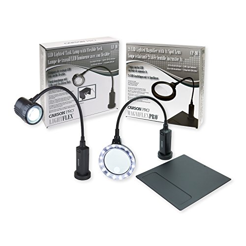 Carson MagniFlex Pro Magnifier and LightFlex LED Task Lamp Bundle with Magnetic Base