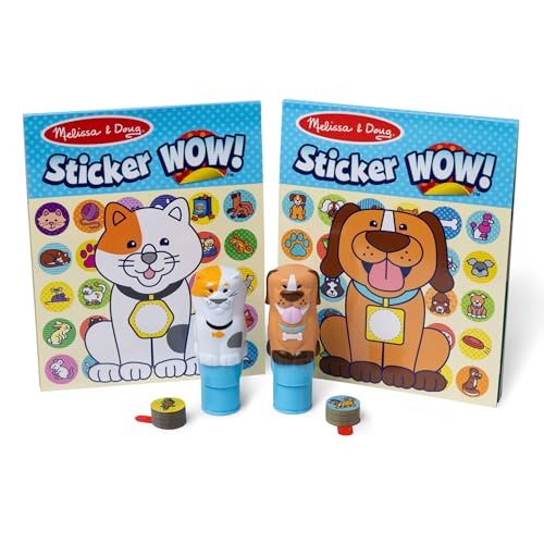 Melissa & Doug Sticker Wow!® Pets (Dog and Cat) Value Pack Arts and Crafts Collectibles - 2 Activity Pads, 2 Sticker Stampers, 2 Bonus Stacks - FSC Certified