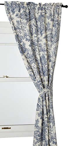 Victoria Park Toile 68-Inch-by-54 Inch Tailored Panel Pair with Tiebacks, Blue