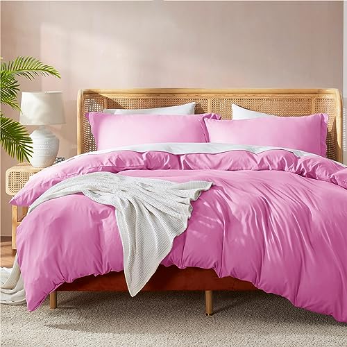 Nestl Light Pink Duvet Cover King Size - Soft Double Brushed King Duvet Cover Set, 3 Piece, with Button Closure, 1 Duvet Cover 104x90 inches and 2 Pillow Shams