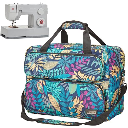 HOMEST Sewing Machine Carrying Case, Universal Tote Bag with Shoulder Strap Compatible with Singer, Brother, Janome, Floral (Patent Design)