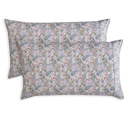 Elegant Comfort Paisley Pattern Pillowcase, 1500 Premium Hotel Quality Microfiber Breathable, Smooth Weave, Easy Care 2-Piece Set, Paisley King Pillowcase, Teal
