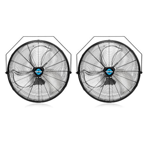 Tornado 2 Pack 20 Inch High Velocity Industrial Wall Fan - 4750 CFM - 3 Speed - 6 FT Cord - Industrial, Commercial, Residential Use - UL Safety Listed