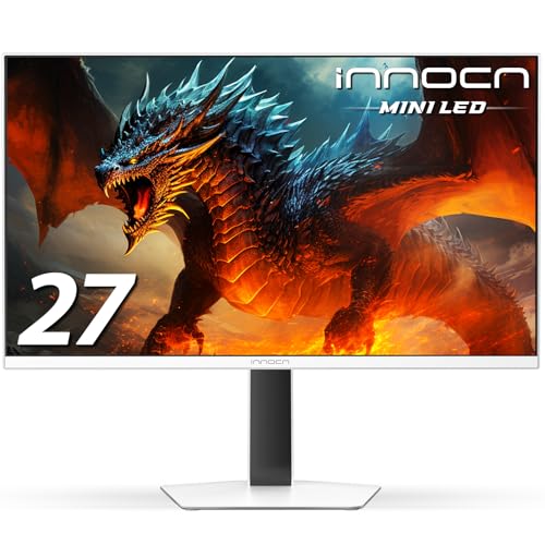 INNOCN 27" 2K QHD 2560 x 1440P 320Hz Monitor, Gaming Console Ready, Mini-LED Precisely Dimming, Monitor for Mac, HDR1000, 1ms, MPCS/ULL, FPS, HDMI 2.1, DP, Speaker, Pivot Adjustable Stand - GA27T1M