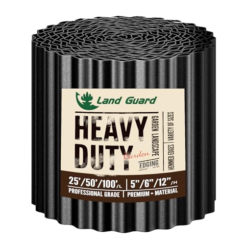 Land Guard Corrugated Garden Edging Border, 6"×50' Landscape Paver Edging, Tall Landscape Edging, Fence for Garden, Flower Bed, Lawn and Landscape Edging (Black)