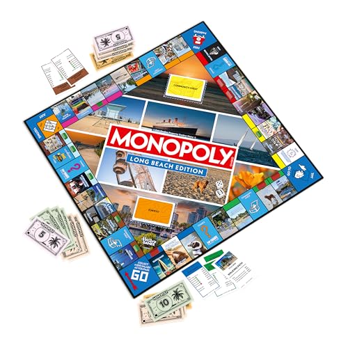 Monopoly Board Game – Long Beach, CA Edition: 2-6 Players Family Board Games for Kids and Adults, Board Games for Kids 8 and Up, Great for Game Night