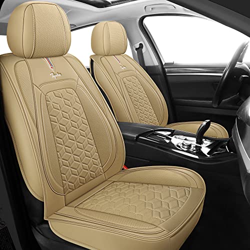Tapha Executive Leatherette Car Seat Cover & Cushion Set, Breathable and Water-Resistant, Universal Fit for Car SUV & Truck (Front and Rear Seats, Beige) (TAP-01-B4)