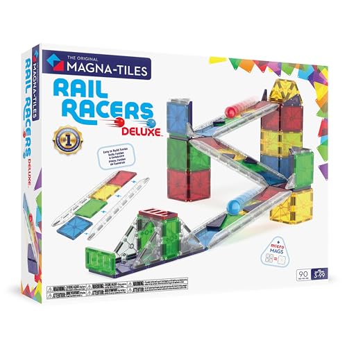 Magna-Tiles Rail Racers Deluxe 90-Piece Magnetic Construction Set, The Original Magnetic Building Brand