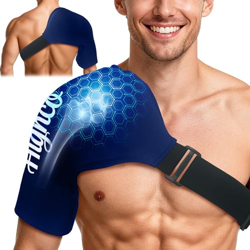 Shoulder Ice Pack Wrap for Rotator Cuff and Arm,Reusable Compression Cold Brace for Pain Relief & Muscle Relaxation,Tendonitis,Swelling,Discomfort After Surgery,Hot &Cold Therapy Ice Pack for Shoulder (XLarge-Navy blue)