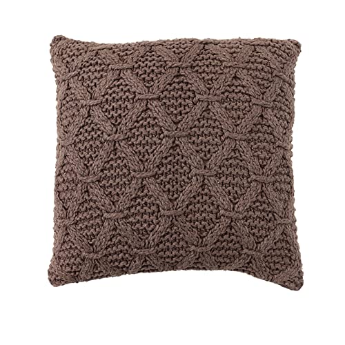 Creative Co-Op Cotton Slub Punch Hook Throw, Brown Pillow