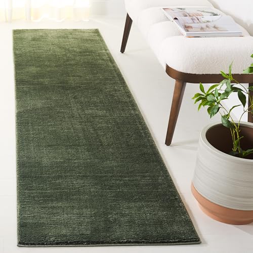 SAFAVIEH Revive Collection Runner Rug - 2'3" x 8', Green, Non-Shedding & Easy Care, Ideal for The Entryway, Living Room, Foyer, Bedroom (REV114Y)
