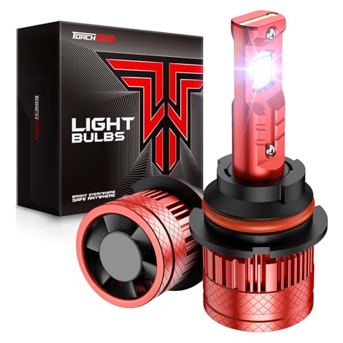 Torchbeam 9007/HB5 Bulbs, 1000% Brighter 9007 Powersports Headlight Bulbs, 6500K Cool White Fog Lights, IP68, 60000Hrs Lifespan, CanBus Ready, Plug-N-Play, Pack of 2