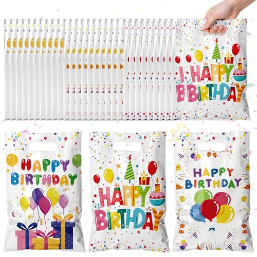 TESKEUP Party Favor Bags for Birthday Goodie Bags - Bulk Treat Gift Bags for Candy, Cookies, Snacks, Happy Birthday Party Supplies Classroom Treats, and Event Gifts (30 Pcs)