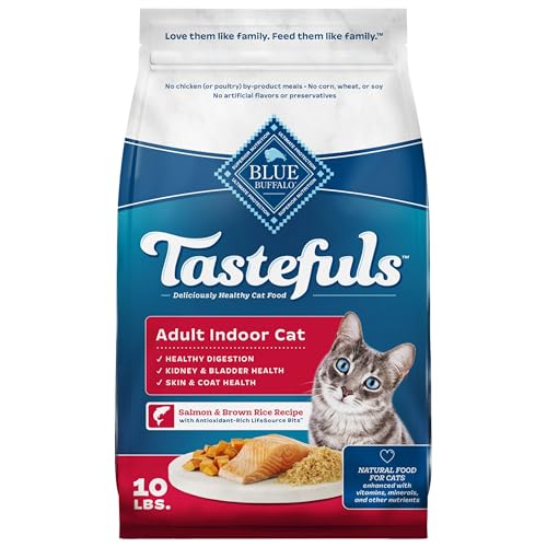 Blue Buffalo Tastefuls Indoor Natural Adult Dry Cat Food, Salmon & Brown Rice 10lb Bag