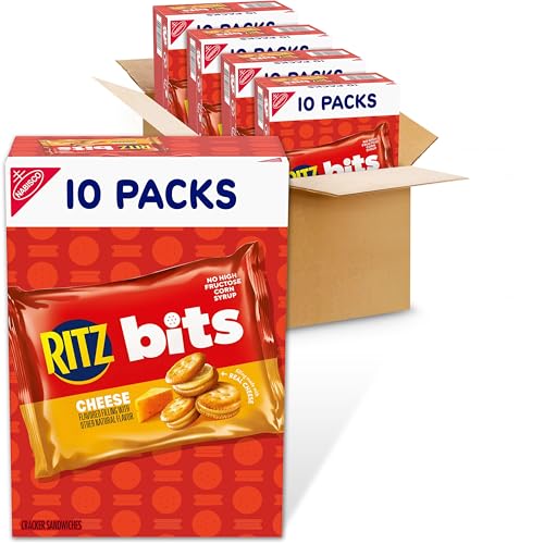 RITZ Bits Cheese Sandwich Crackers, Bulk Lunch Snacks, 40 Snack Packs (4 Boxes)