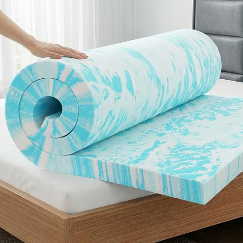 OLIXIS Gel Memory Foam Mattress Topper, Twin XL 2 Inch, Cooling Gel Infused Soft Comfy Breathable, Pressure-Relieving, CertiPUR-US Certified