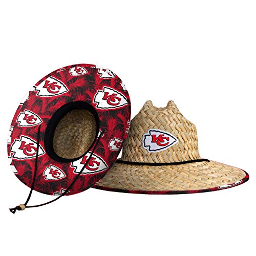 FOCO Mens Nfl Team Logo Floral Lifeguard Beach Sun Straw Hat, Team Logo