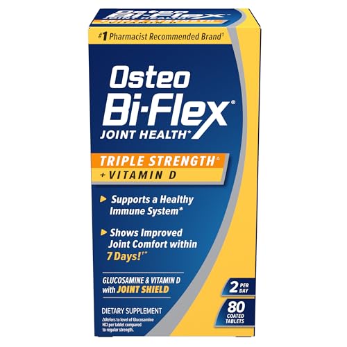 Osteo Bi-Flex Triple Strength Glucosamine Chondroitin Supplement with Vitamin D, Improve Joint Function, Support Bone Health, 80 Coated Tablets