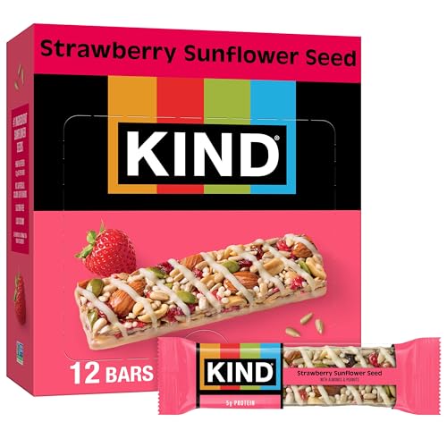 KIND Healthy Snacks Bars, Strawberry Sunflower Seed, Gluten Free, High Fiber Snacks, 5g Protein, 12 Count