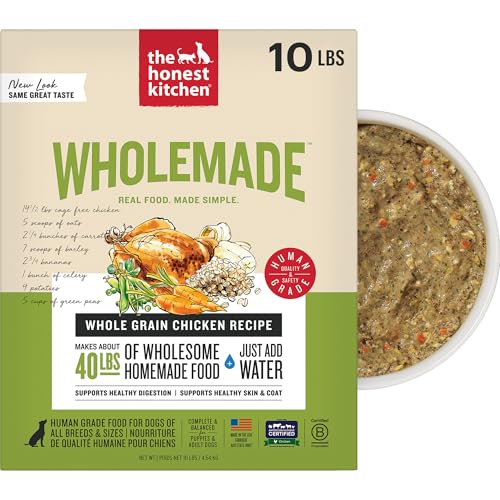 The Honest Kitchen Human Grade Wholemade™ Dehydrated Whole Grain Dog Food - Complete & Balanced Meal or Topper - Chicken 10 lb Box