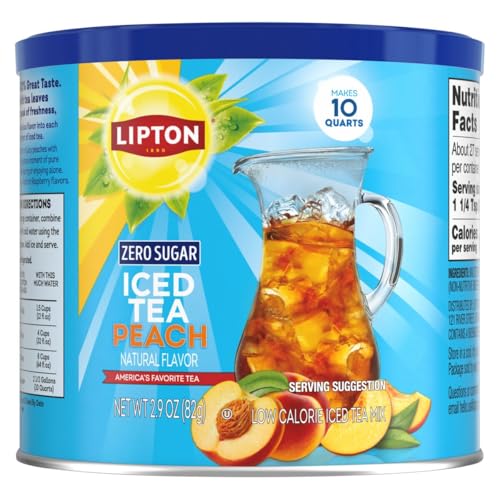 Lipton Diet Peach Iced Tea Mix – 10 Quarts Each– Z ero Sugar, Caffeinated Powder Drink Mix