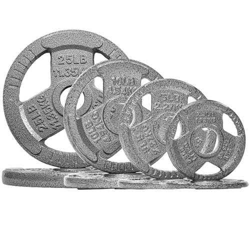 Fitvids 1 Inch Standard Barbell Weight Plates Set, 85 LB(2.5-25 LB) Barbell Weight Set for Home Gym Strength Training, Triple-handle Design