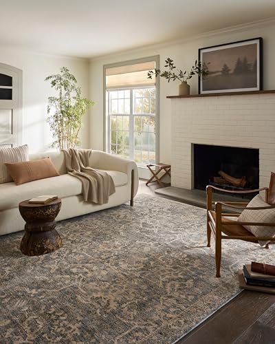 Loloi Magnolia Home by Joanna Gaines Junie Collection JUE-01 Blue/Natural 11'-6" x 15'-7", .38" Pile Height, Area Rug