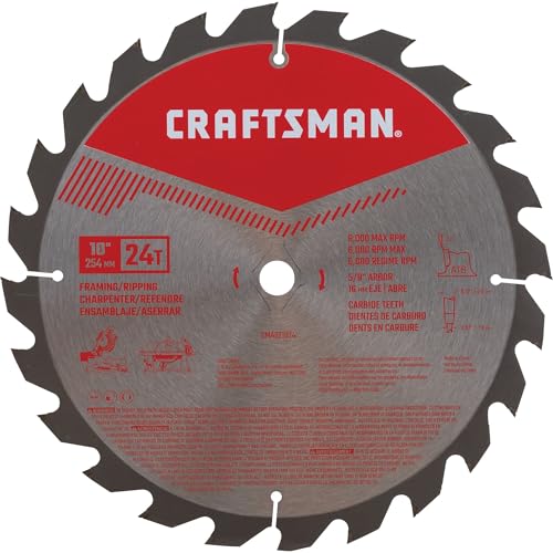 CRAFTSMAN 10 Inch 24T Framing/Ripping Carbide Miter/Table Saw Blade (CMAS21024)