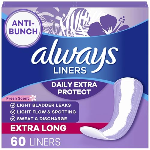Always Panty Liners for Women Xtra Protection 3-in-1 Daily Liners for Women, Extra Long, Scented, 60 Count