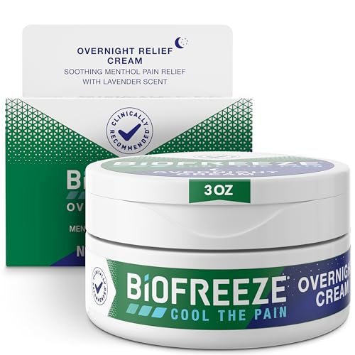 Biofreeze Cream, Menthol Overnight Muscle Pain Relief Cream for Lower Back Pain Relief, Shoulder Pain & Neck Pain Relief, Knee Pain Relief, Arthritis Pain Reliever, 3 oz Jar