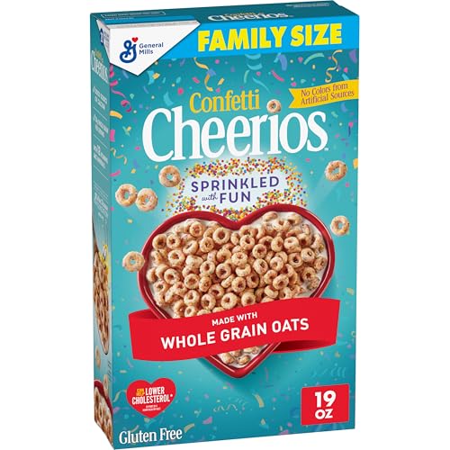 Confetti Cheerios Breakfast Cereal, Gluten Free, Made with Whole Grain Oats, Family Size, 19 oz
