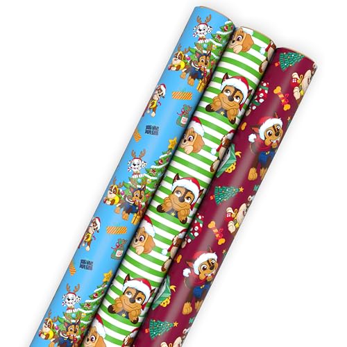 Hallmark Paw Patrol Christmas Wrapping Paper Rolls (3 Rolls: 105 Sq. Ft. Total) Gift Wrap for Kids, Grandchildren, Toddlers