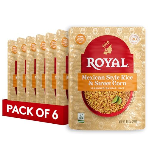 Royal Mexican Street Corn Basmati Rice - Ready to Heat Rice - 8.5 oz Microwavable Pouch (Pack of 6)