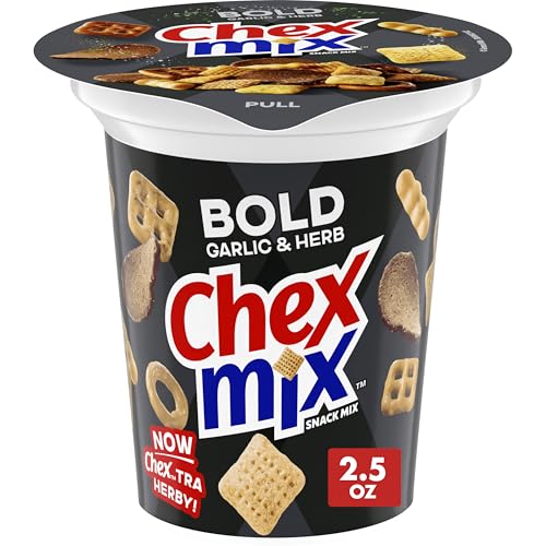 Chex Mix Bold Garlic and Herb Snack Mix, Snack Cup, 2.5 oz