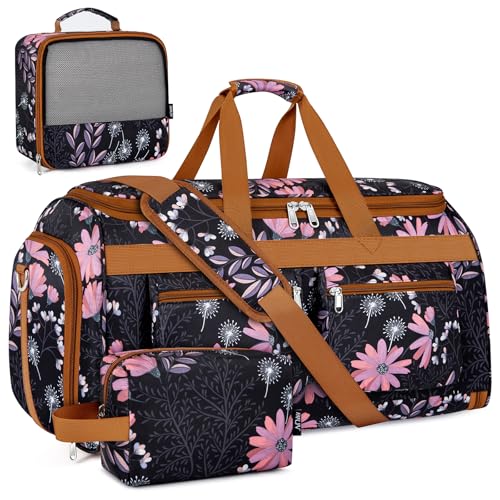 Convertible Garment Duffel Bags for Travel - Carry on Garment Duffle with Toiletry Bag Storage Bag Large Travel Duffel Bag 2 in 1 Hanging Suit Bag Weekender Bag for Men Women 3pcs Set