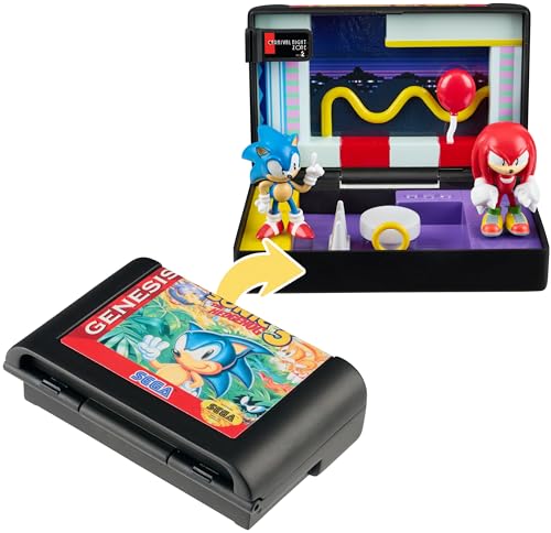 Console Heroes Sonic the Hedgehog 3 Diorama Playset – Mini Sonic & Knuckles Figures with Carnival Night Zone – SEGA Genesis Collectible Cartridge