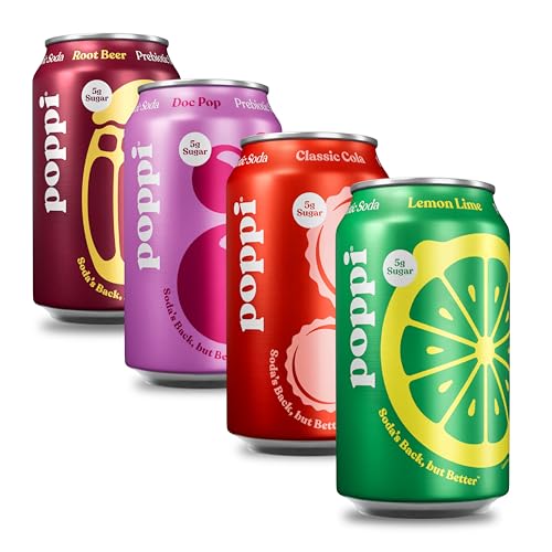 Poppi Prebiotic Soda, Sparkling Water & Fruit Juice, The Classics, 12 Oz, 12 Pack
