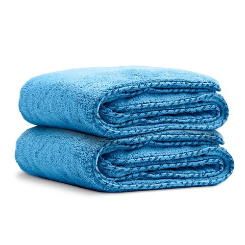 Chemical Guys Woolly Mammoth Large Microfiber Drying Towel - 36 x 25 Inch Blue, Ultra Plush Super Absorbent Car Drying Towel for Cars, Trucks, SUVs, Motorcycles, RVs, and Auto Detailing - 2 Pack