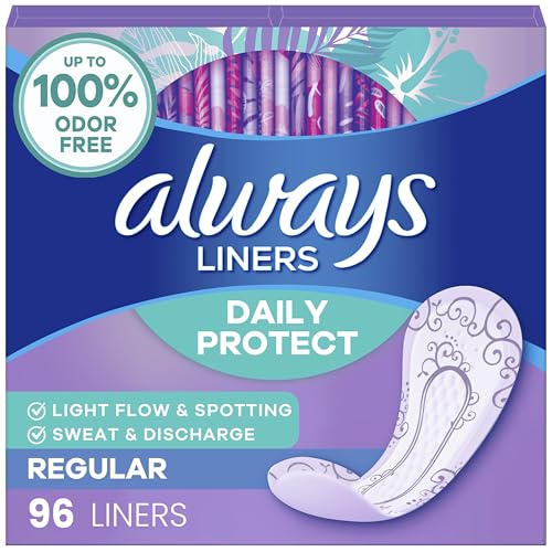 Always Panty Liners for Women Daily Protect Liners, Regular Length,96 Count
