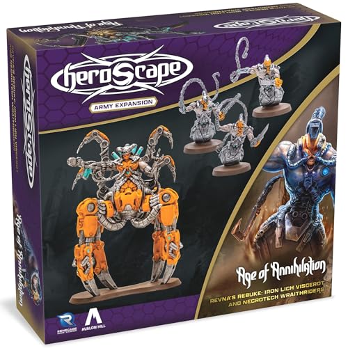Renegade Game Studios Heroscape Army Expansion: Iron Lich Viscerot & Necrotech Wraithriders, 4 Unpainted Miniatures