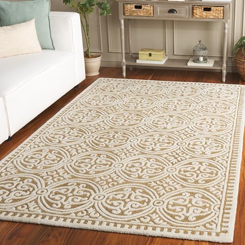 SAFAVIEH Cambridge Collection Area Rug - 4' x 6', Ivory & Gold, Handmade Wool, Ideal for Living Room, Bedroom, Home Office, Dining Space (CAM123F-4)