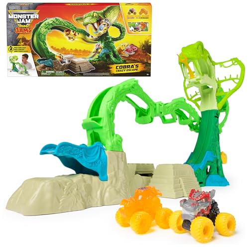 Monster Jam Mini Jams, Cobra’s Crazy Escape 28” Motorized Playset, 2 Exclusive Die-Cast ThunderROARus and JCB Digatron Monster Trucks, Kids Toys for Boy and Girls Ages 3 and up