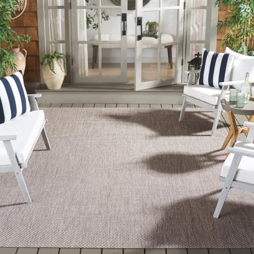 SAFAVIEH Washable Rug Outdoor Courtyard Collection - 10' x 14', Natural & Cream, Non-Shedding & Easy Cleaning, Ideal for Patio, Backyard, Mudroom (CY8521-36312)