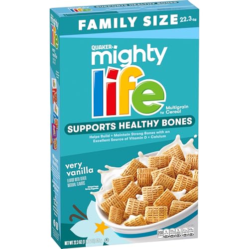 Quaker Mighty Life Multigrain Cereal, Very Vanilla, Bone Health Support, 22.3 Oz Family Size