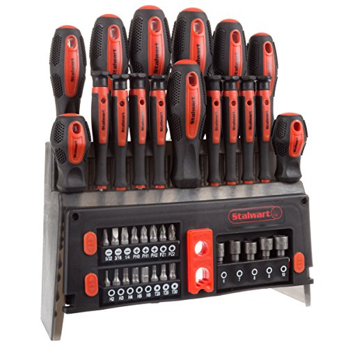 39-Piece Magnetic Screwdriver Set - Screw Driver Set Kit with Bits, Power Nut Driver and Wall Mountable Stand - Tool Kit with Phillips, Torx and Flathead Screwdrivers - Tool Sets for Men by Stalwart